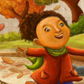 kids, running, park, pigeons, flying, city, Nina Mata illustrations